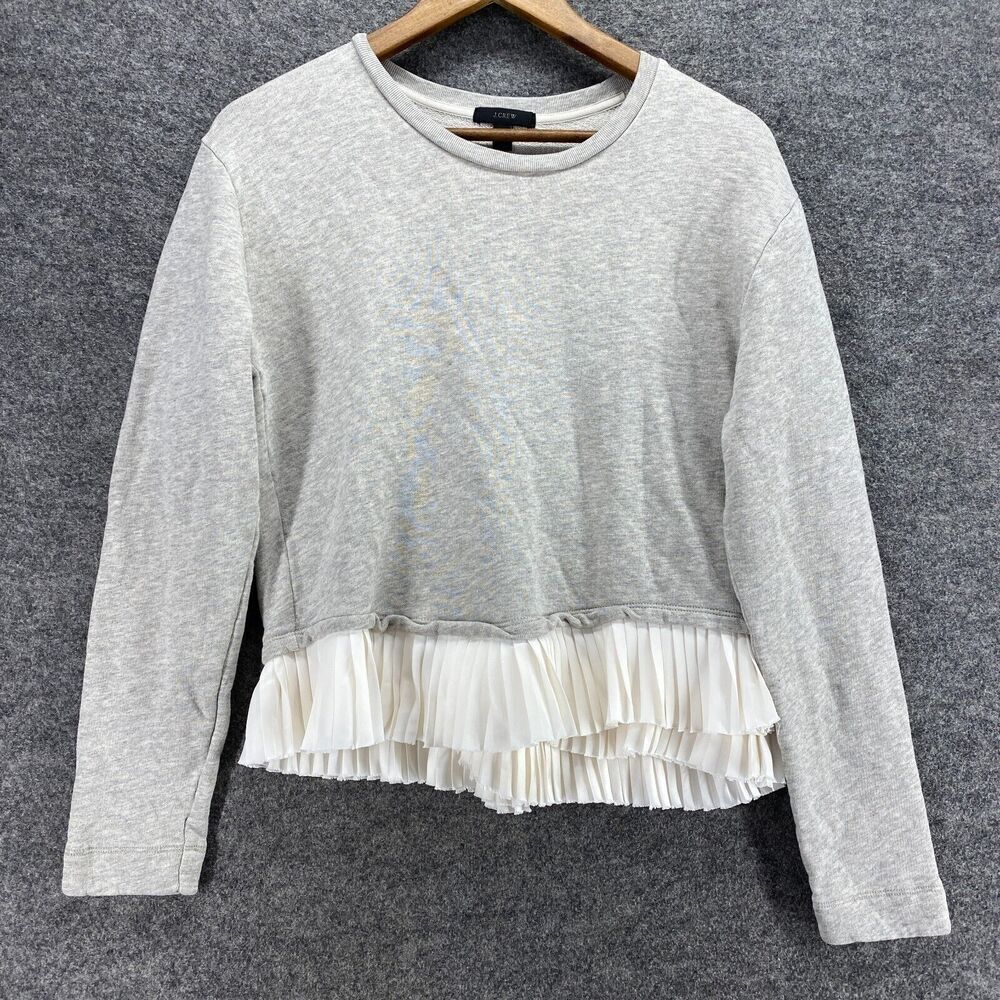 J. Crew Blouse Women S Small Gray Crew Neck Long Sleeve Pullover Cotton Casual